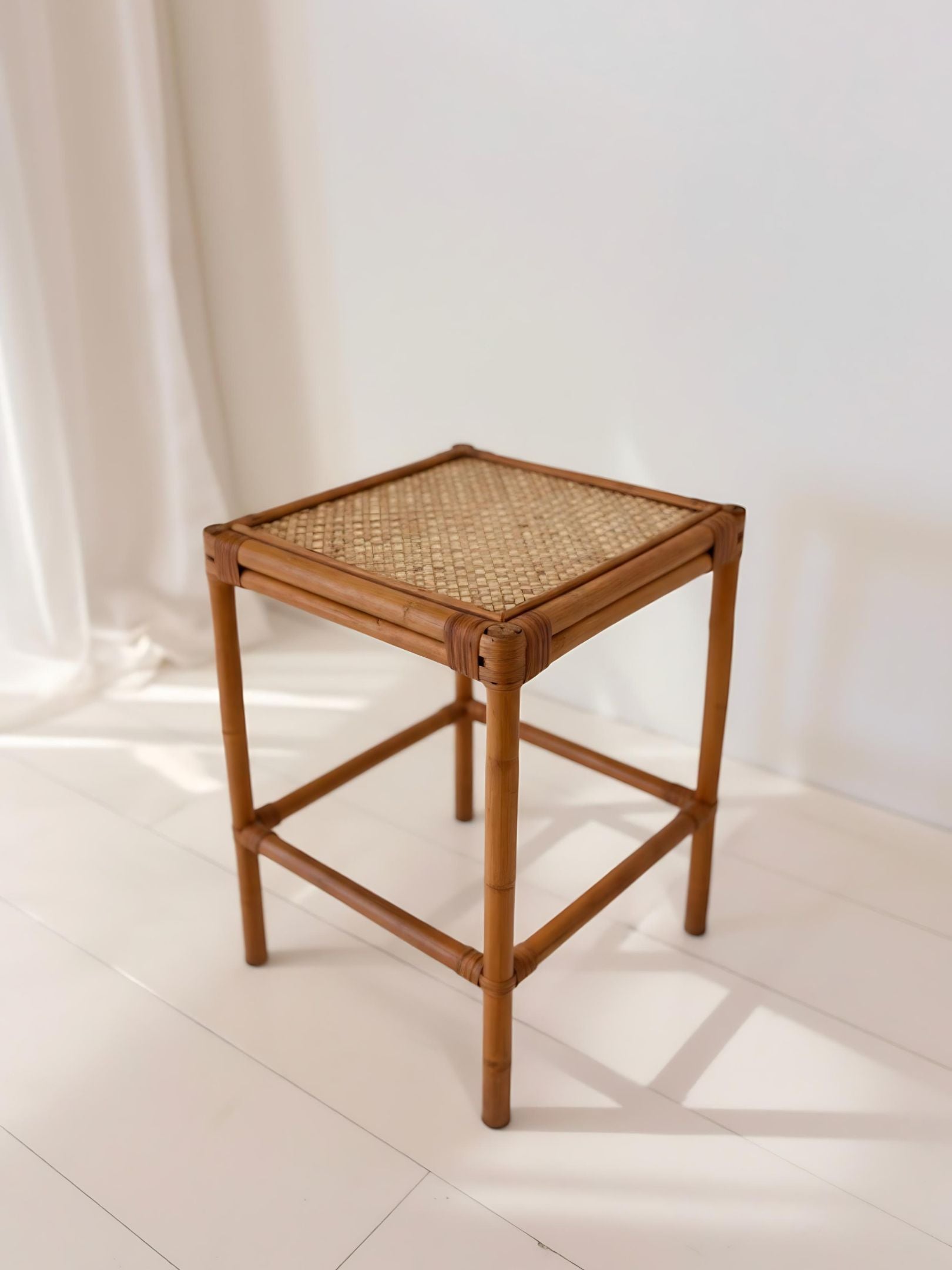 Bamboo & Rattan Side Table – Evengrain