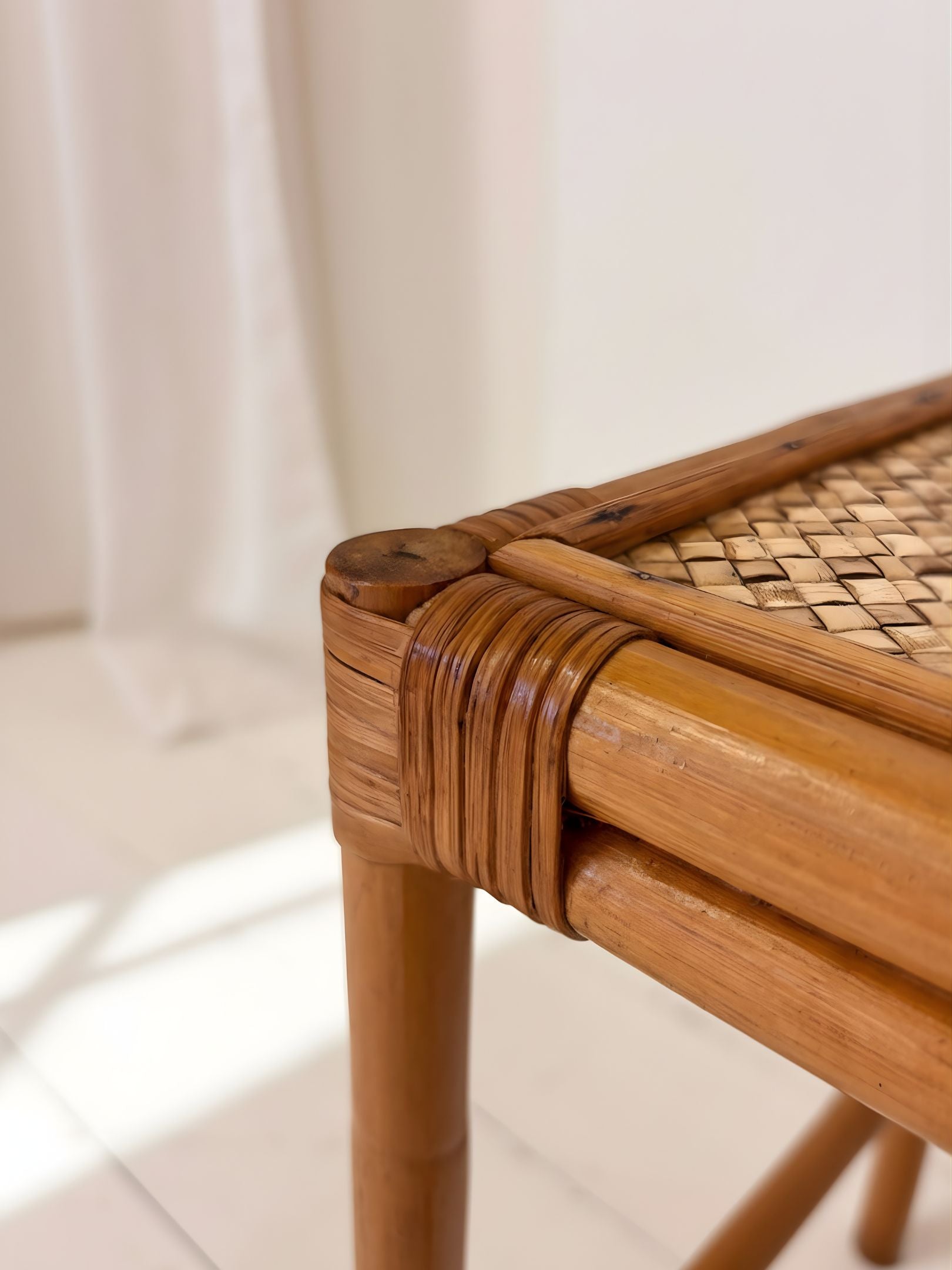 Bamboo & Rattan Side Table