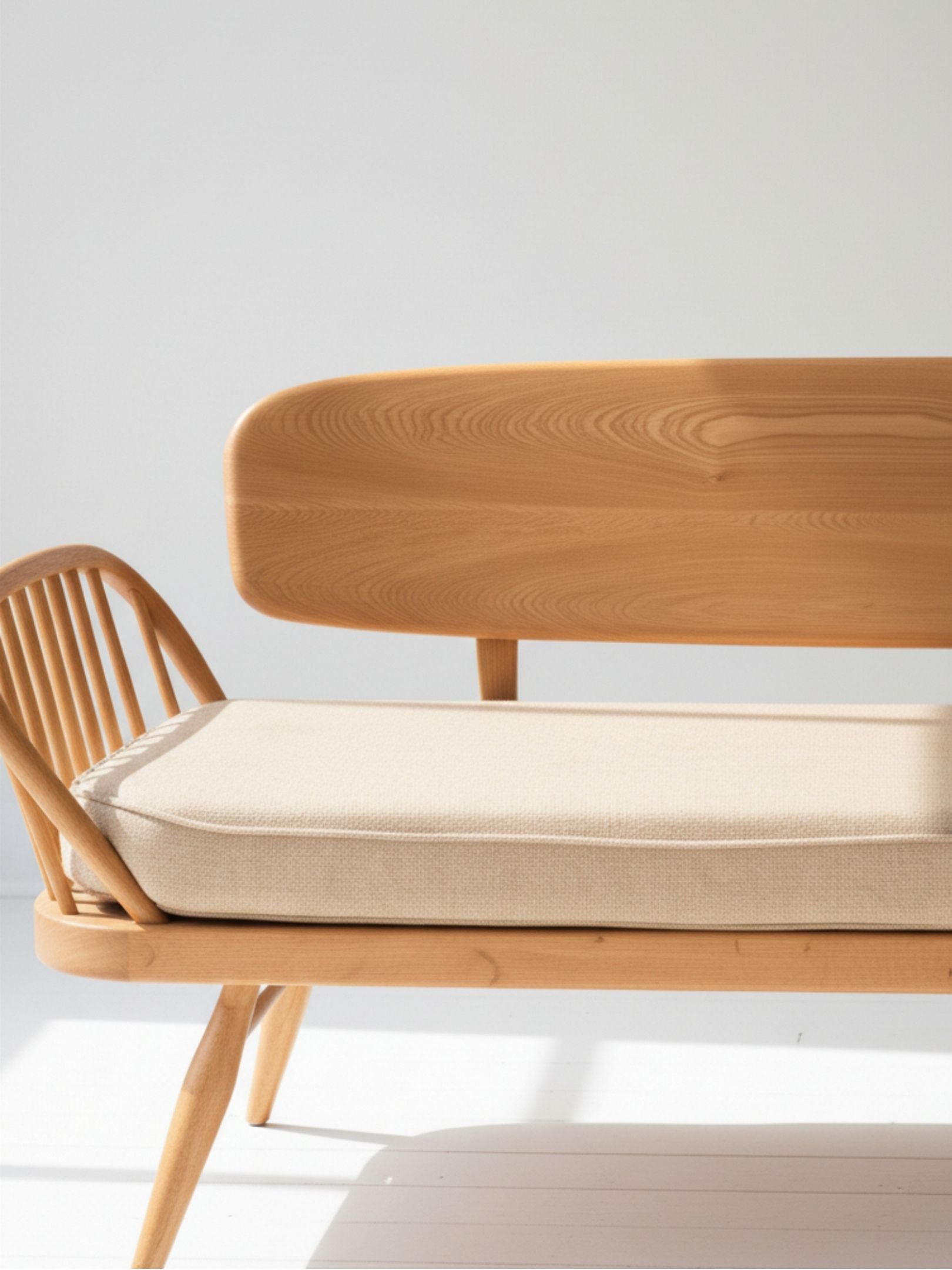Ercol Windsor Elm and Beech “Studio Couch”, Model 355