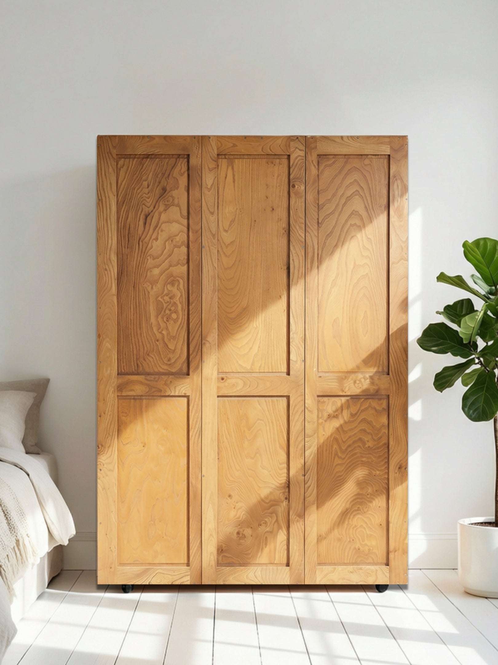 ERCOL WINDSOR ELM AND BEECH DOUBLE WARDROBE. MODEL 431