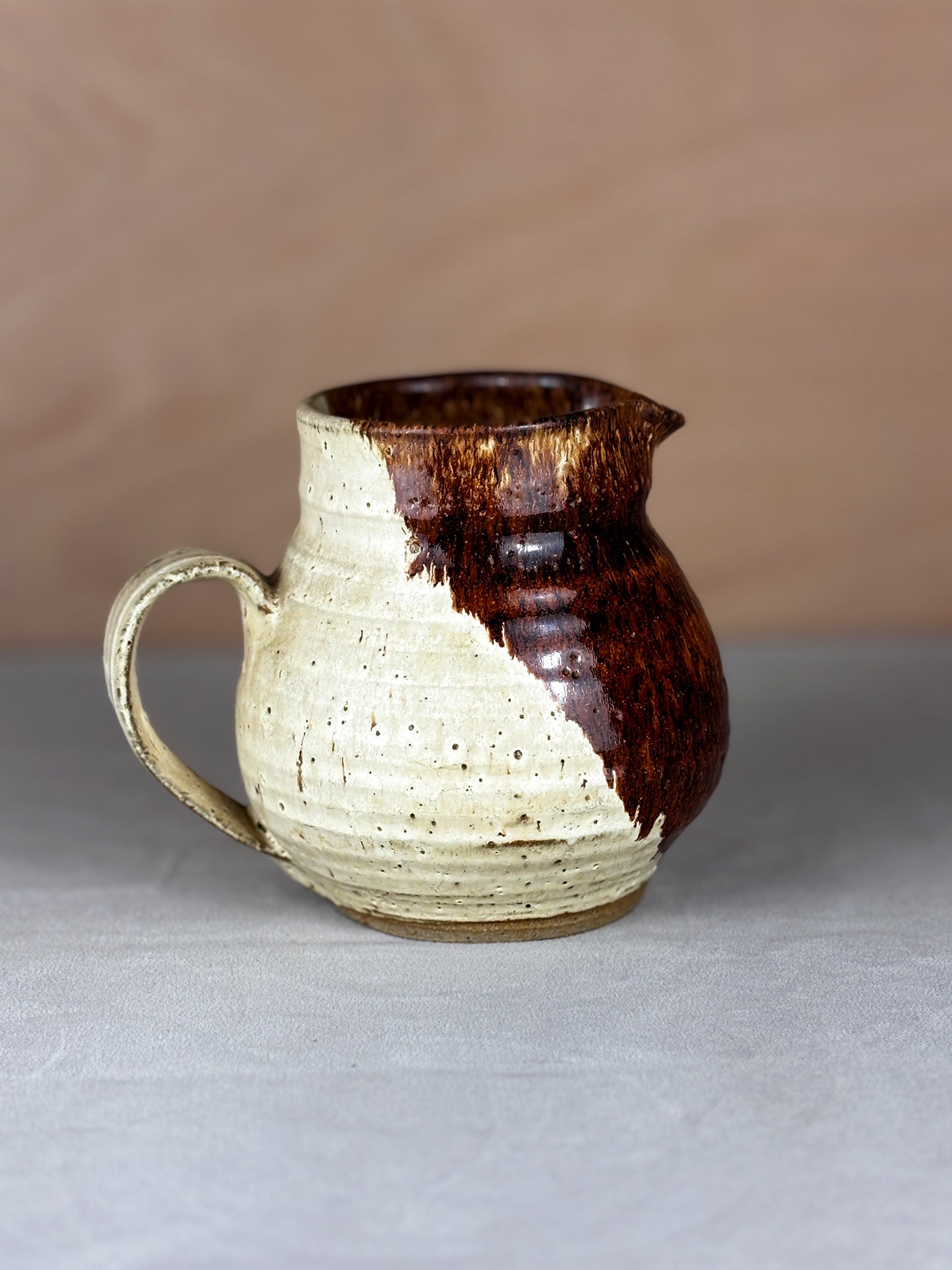 Studio Pottery Brown & White Jug