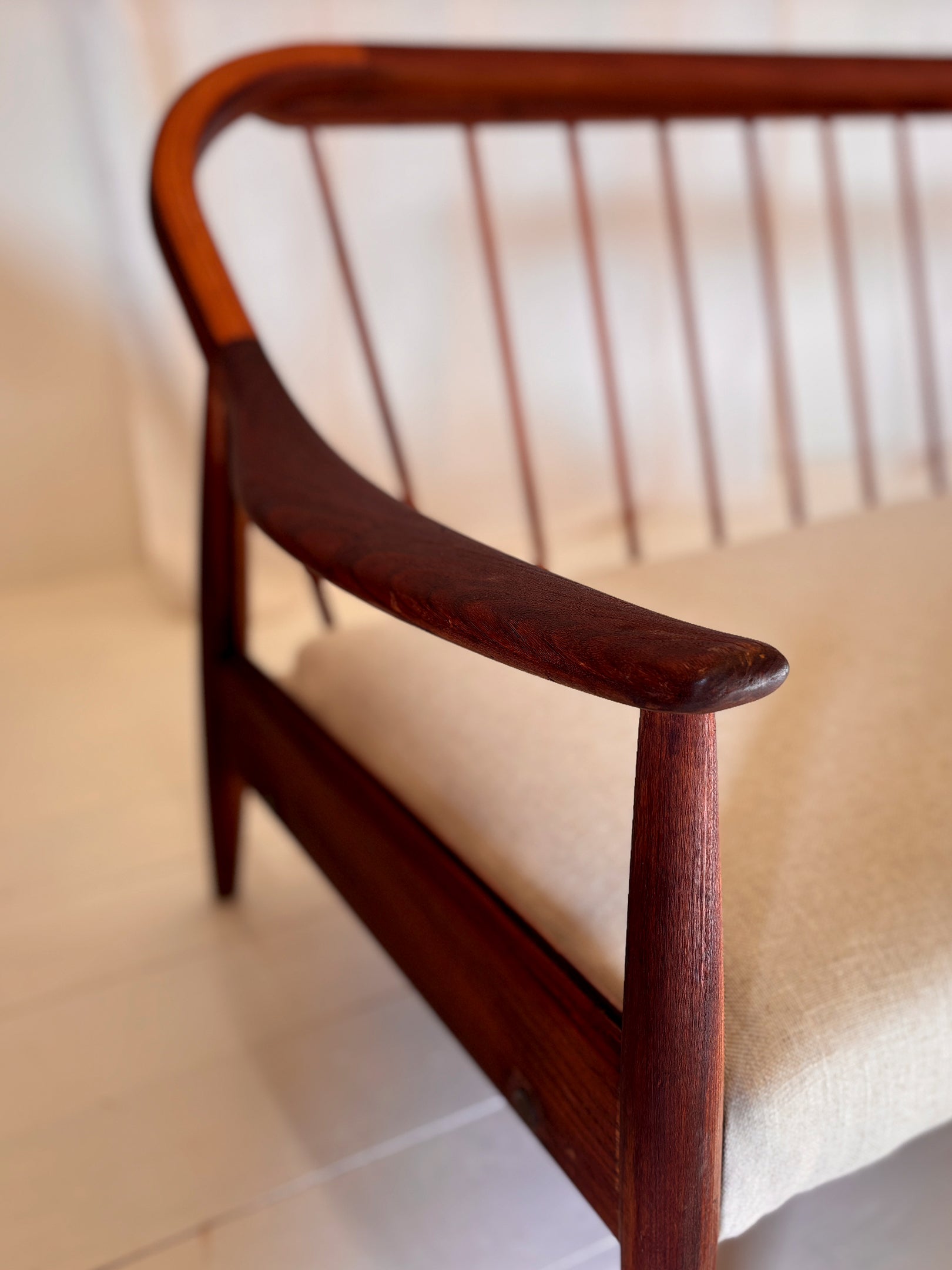 Greaves & Thomas Mayfair: 3 Seater Sofa made from Solid Mahogany & Teak