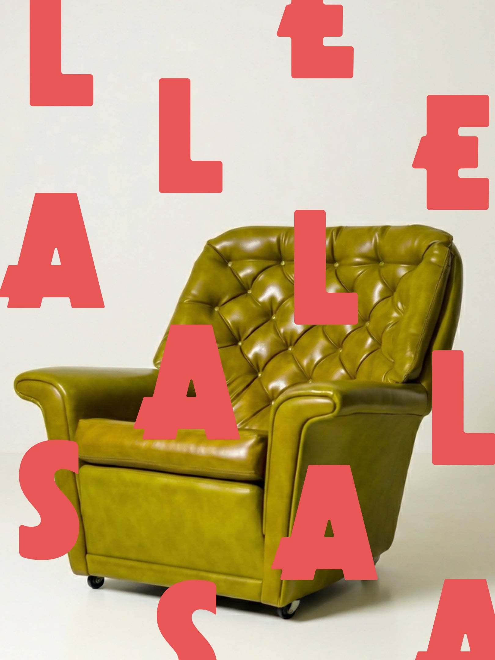 1970s Original Vinyl Armchairs in Dark Lime Green — Authentic Retro Statement Piece - one available Evengrain Furniture