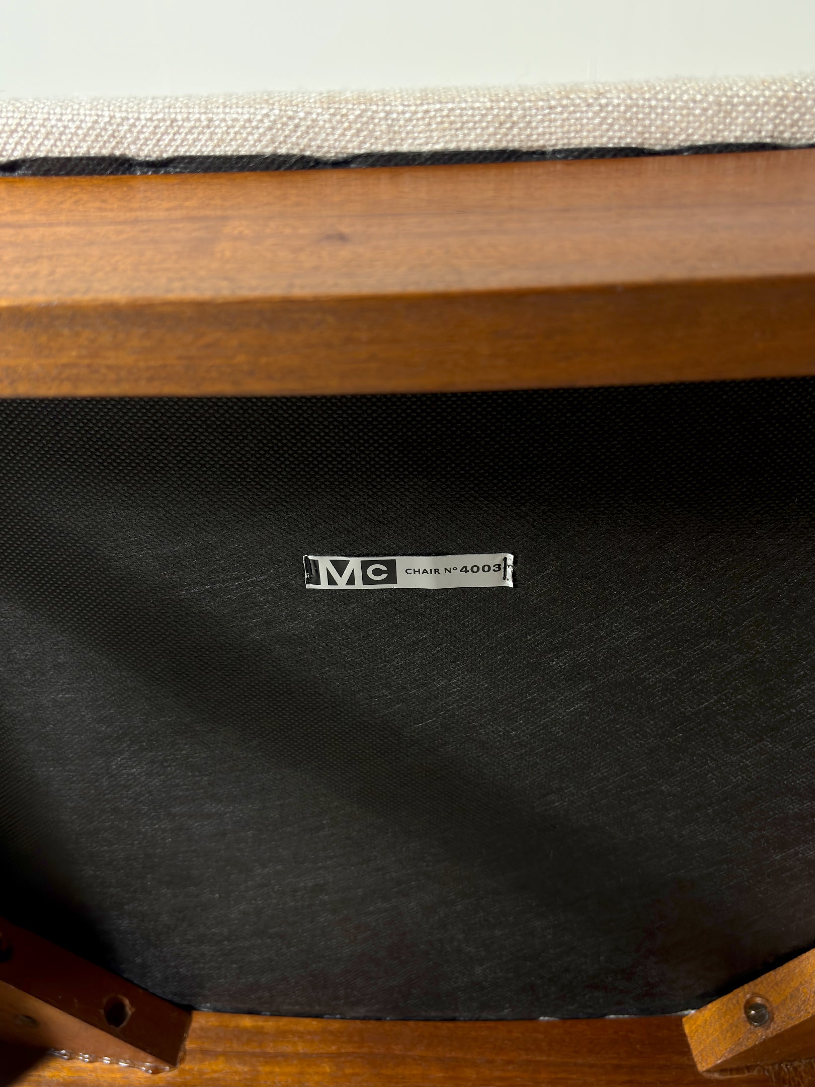 McIntosh dining chair with carved back detail 1960s" or "McIntosh carver chair with arms Tom Robertson design. Teak, Reupholstered, restored.