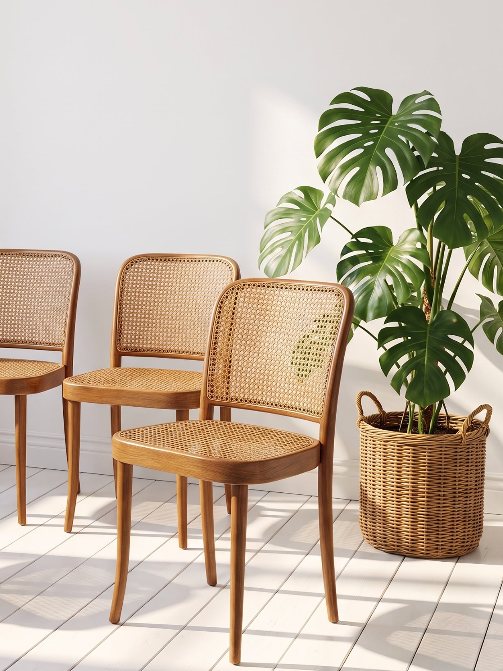 Set of 4 Mid-Century Model 811 'Prague' Chairs by Josef Hoffmann for FMG, 1960s Evengrain