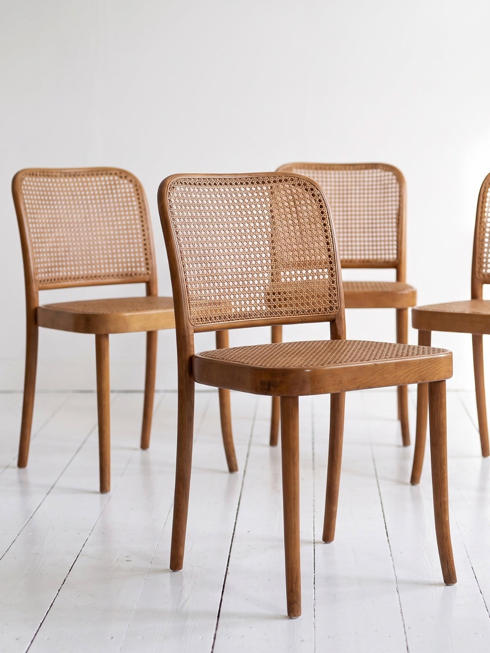 Set of 4 Mid-Century Model 811 'Prague' Chairs by Josef Hoffmann for FMG, 1960s Evengrain