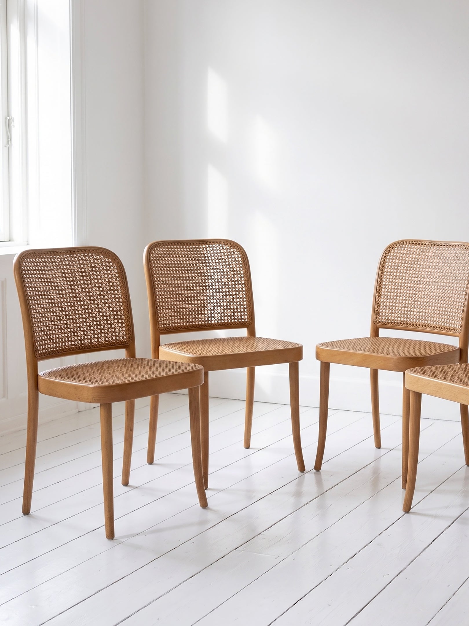 Set of 4 Mid-Century Model 811 'Prague' Chairs by Josef Hoffmann for FMG, 1960s Evengrain