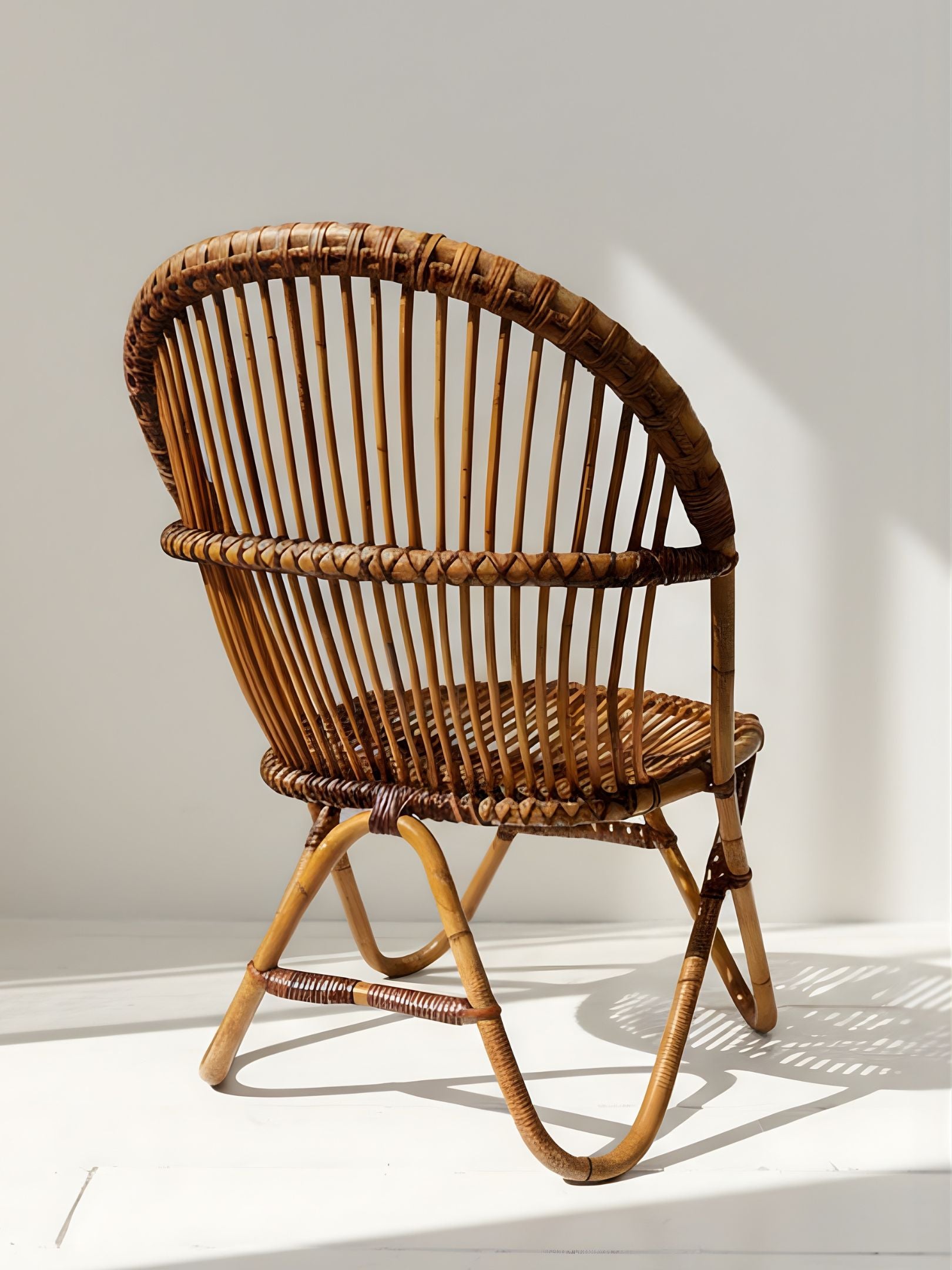 Mid-Century Rattan & Bamboo Armchair (C. 1950s–60s)