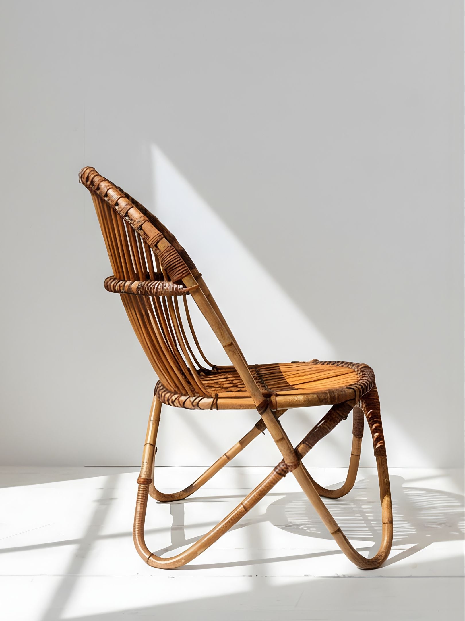 Mid-Century Rattan & Bamboo Armchair (C. 1950s–60s)