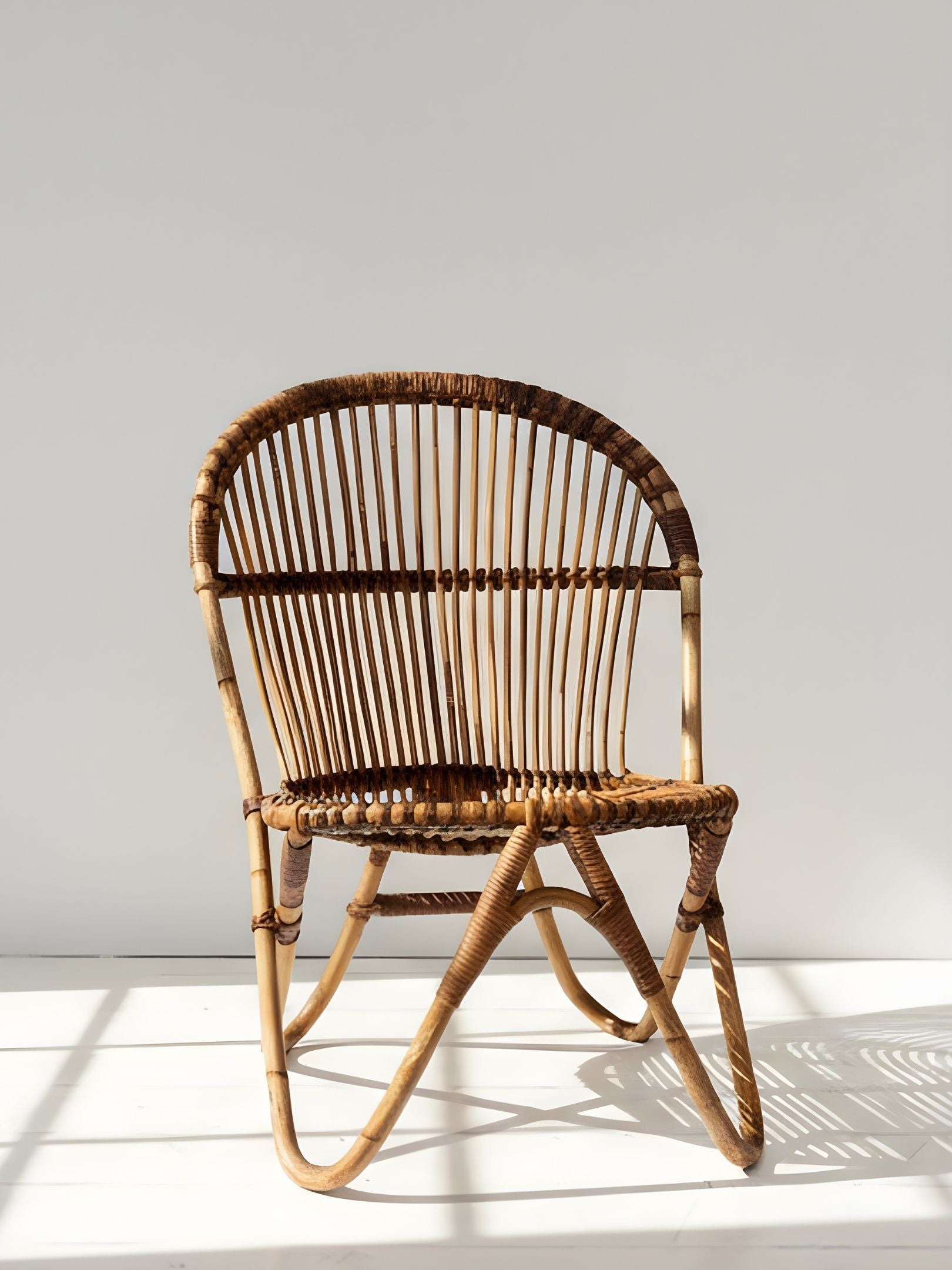 Mid-Century Rattan & Bamboo Armchair (C. 1950s–60s)