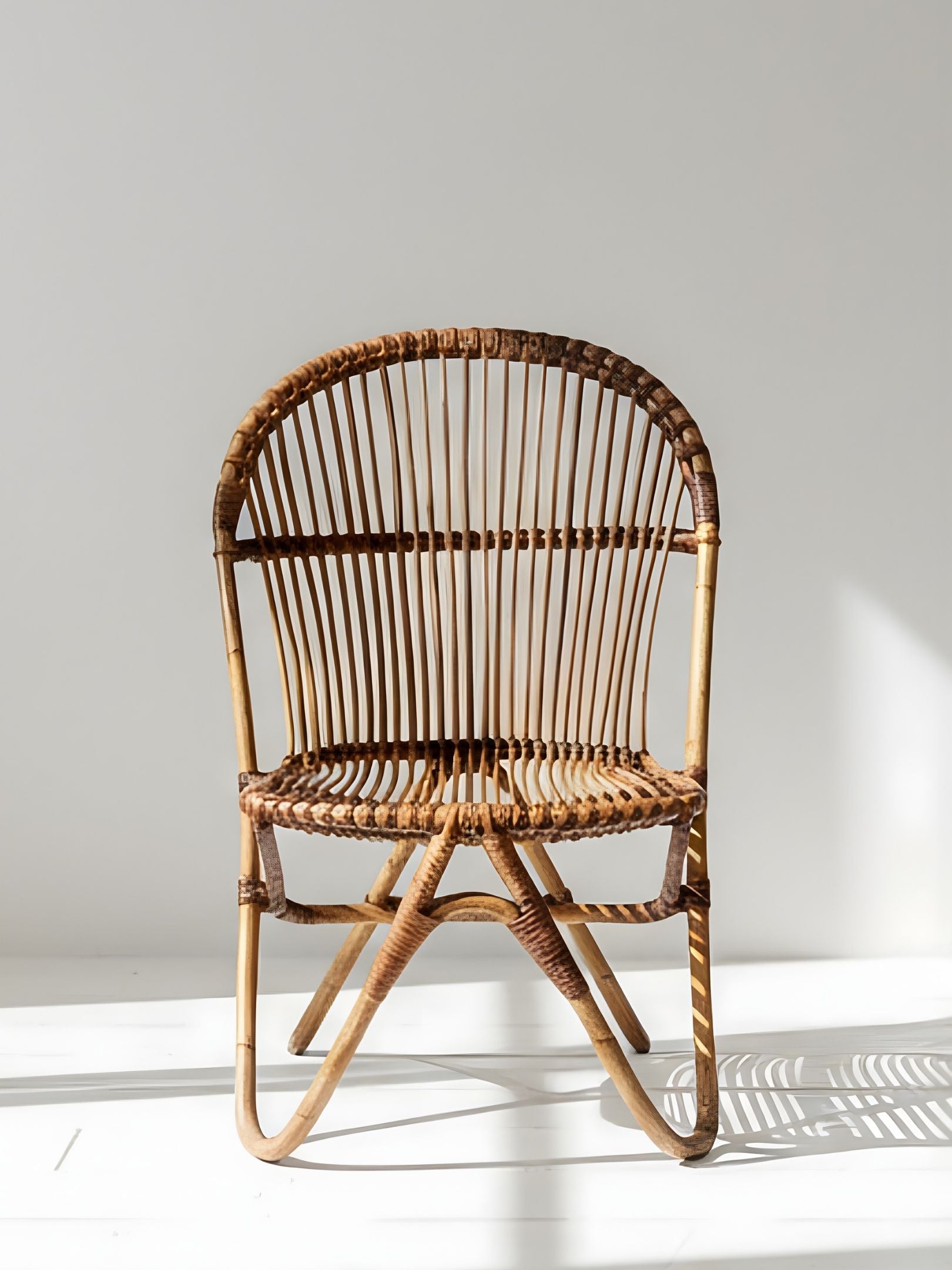 Mid-Century Rattan & Bamboo Armchair (C. 1950s–60s)
