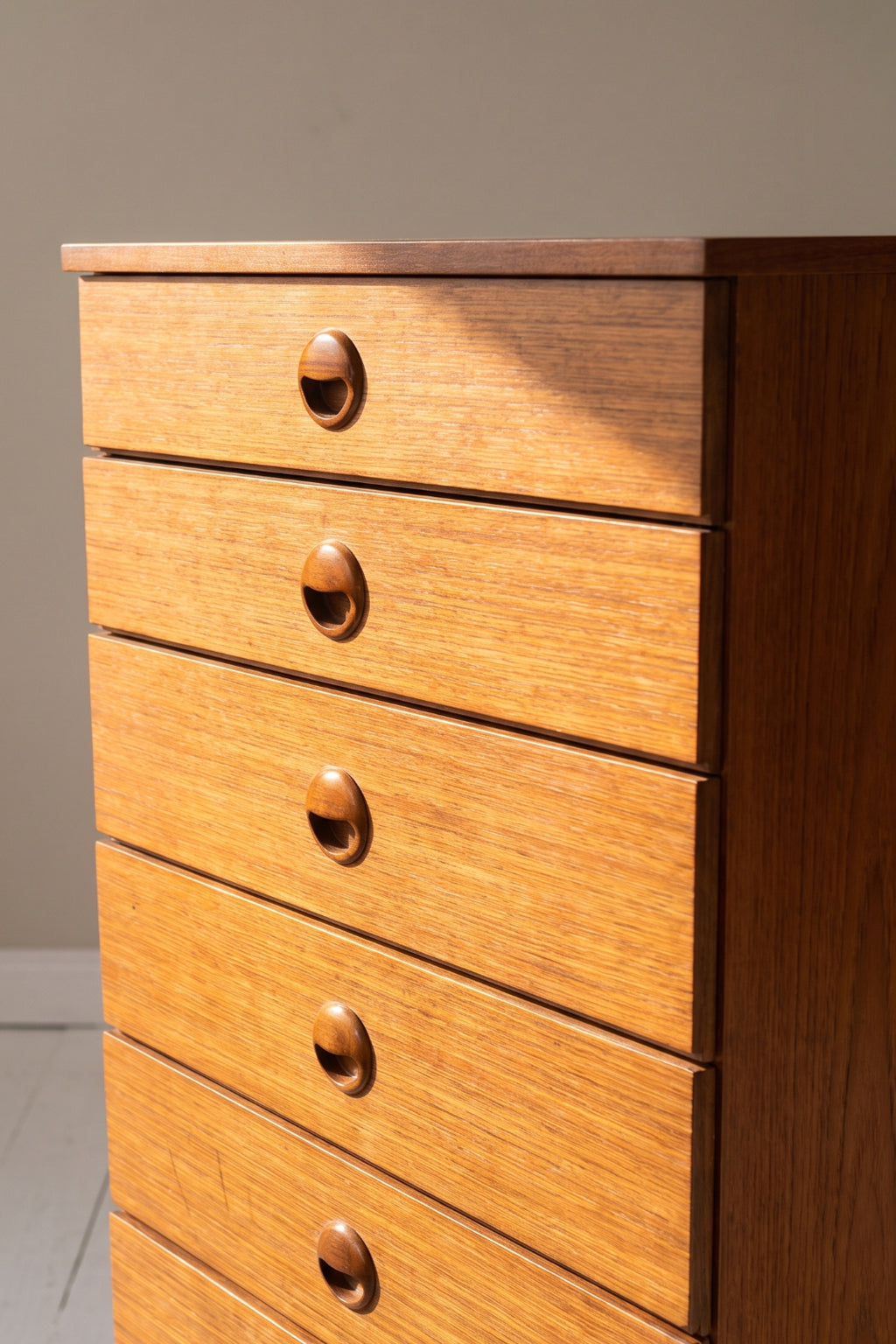 1970s Schreiber 8-Drawer Tallboy | Mid-Century Modern Teak Finish Evengrain Furniture