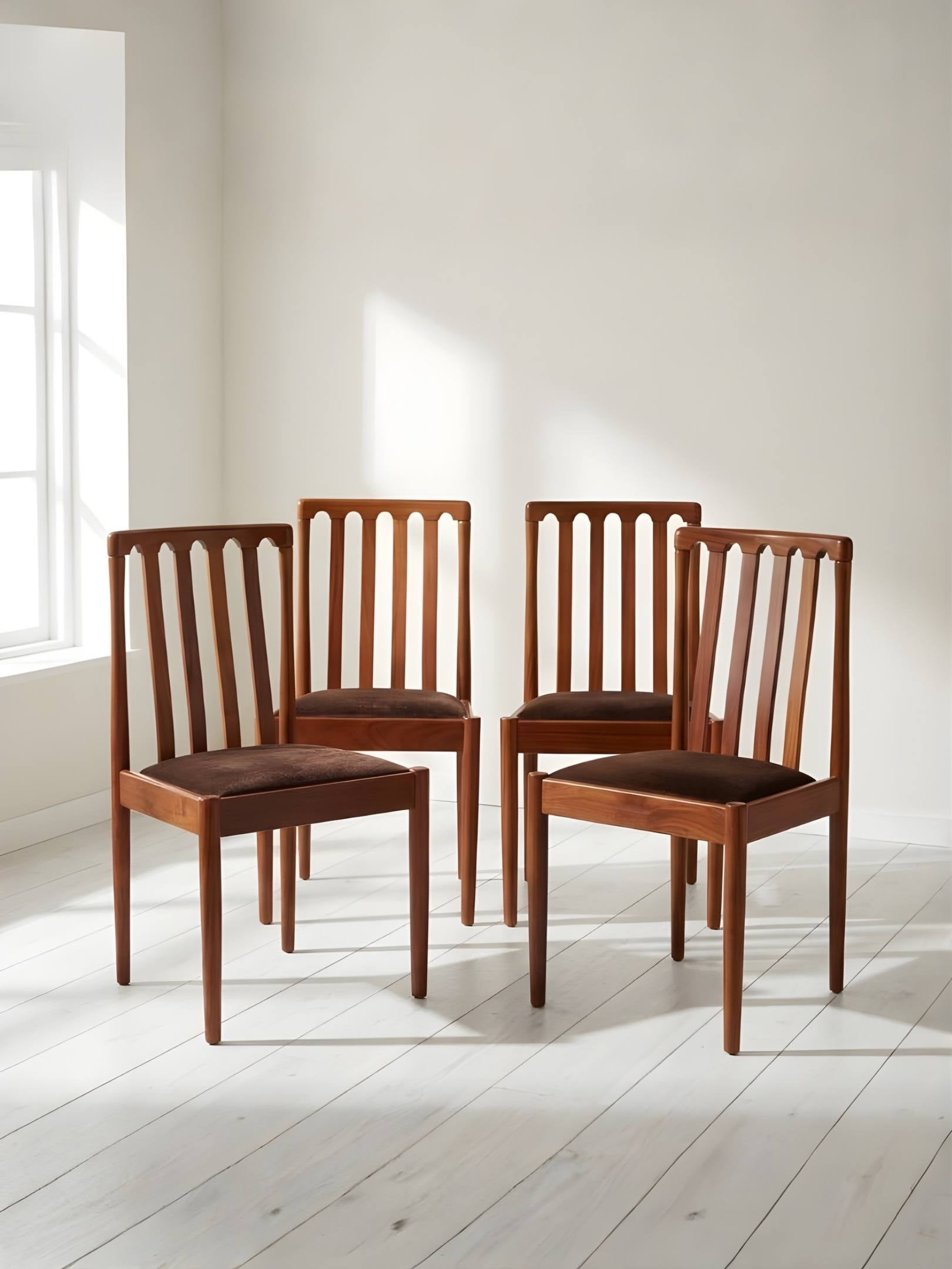 Set of 4 Teak Dining Chairs by Meredew