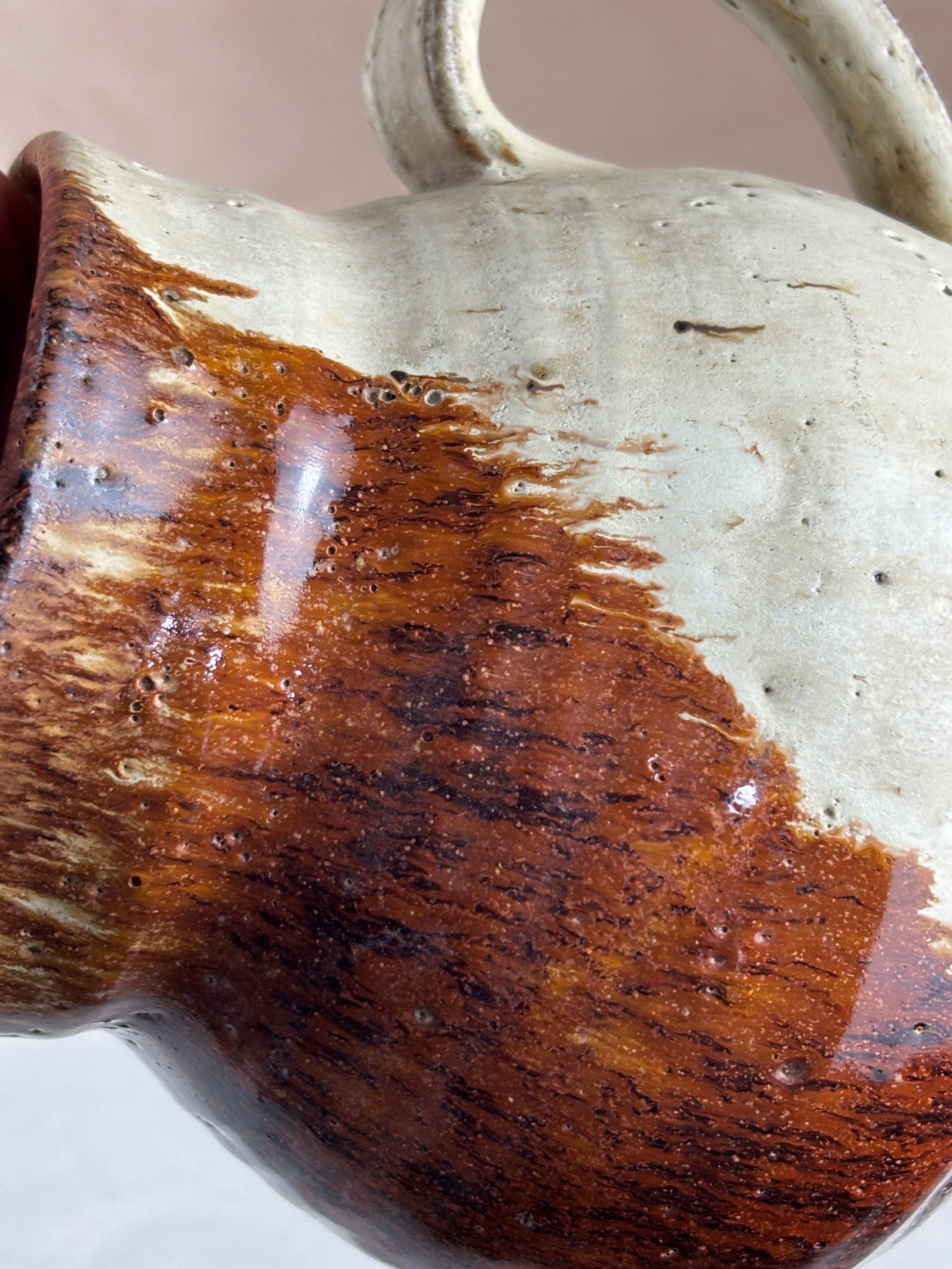 Studio Pottery Brown & White Jug