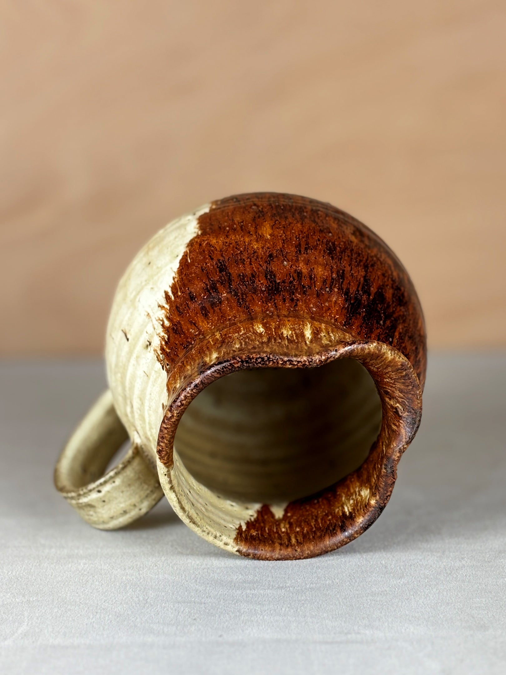 Studio Pottery Brown & White Jug