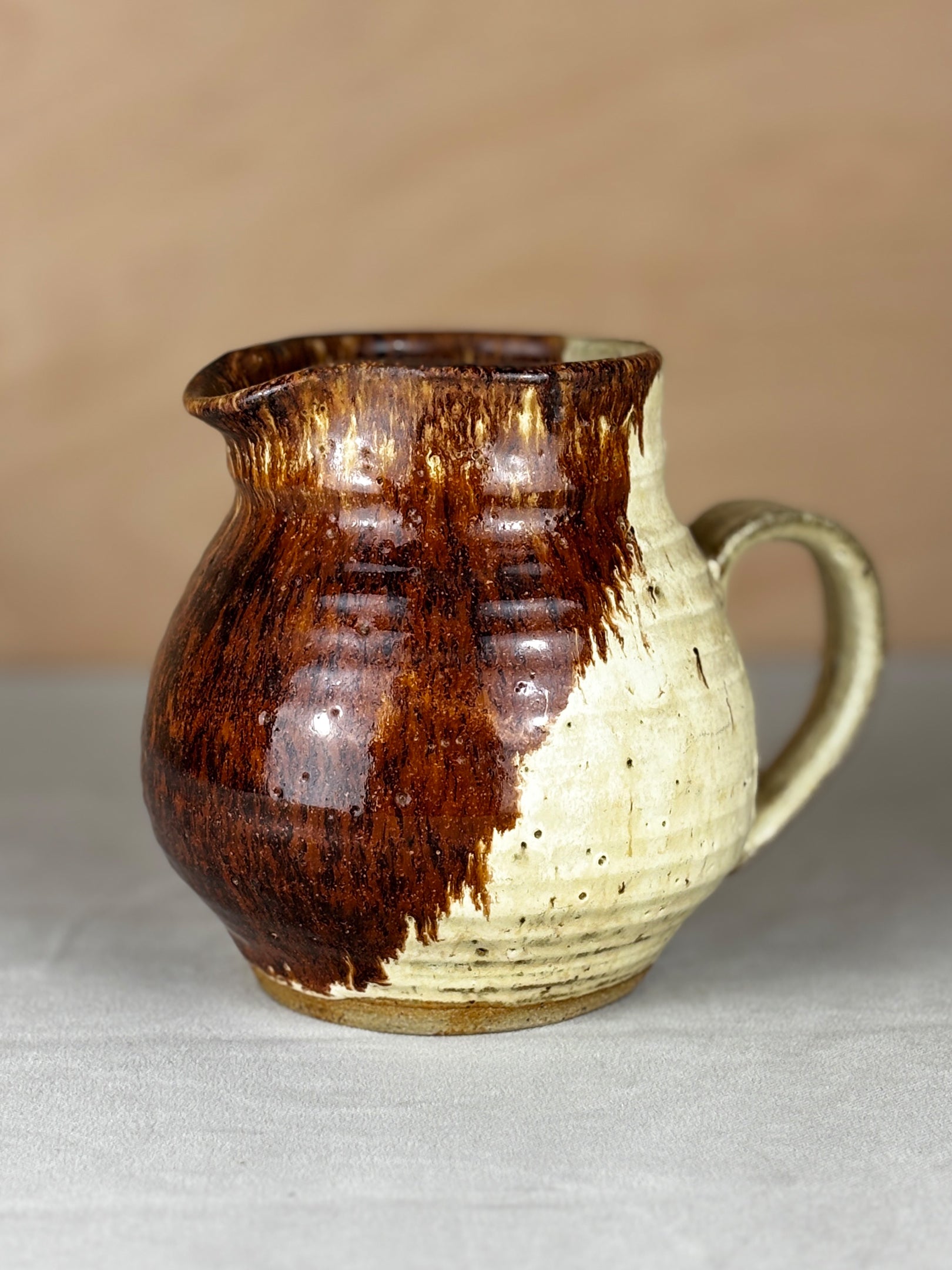 Studio Pottery Brown & White Jug